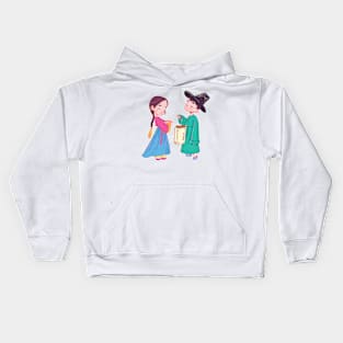 cute hanbok couple Kids Hoodie